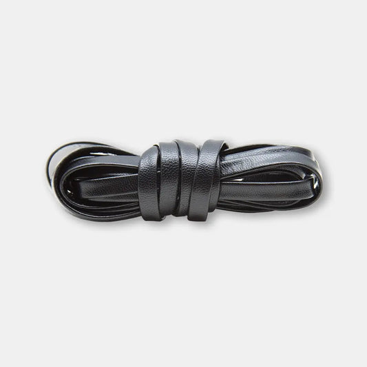 Leather Laces Black Gunmetal Plated Aglets 45"