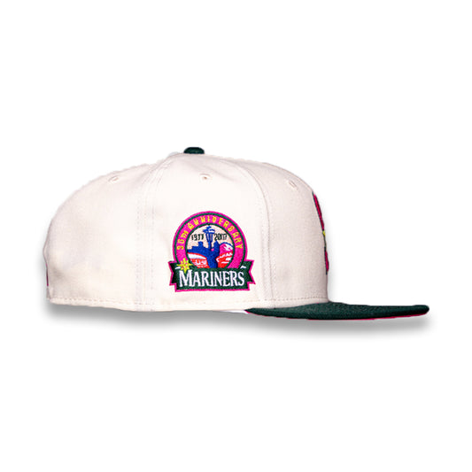 New Era 59Fifty Seattle Mariners 30th Anniversary "9-5" Fitted Hat - Chrome White/Dark Green